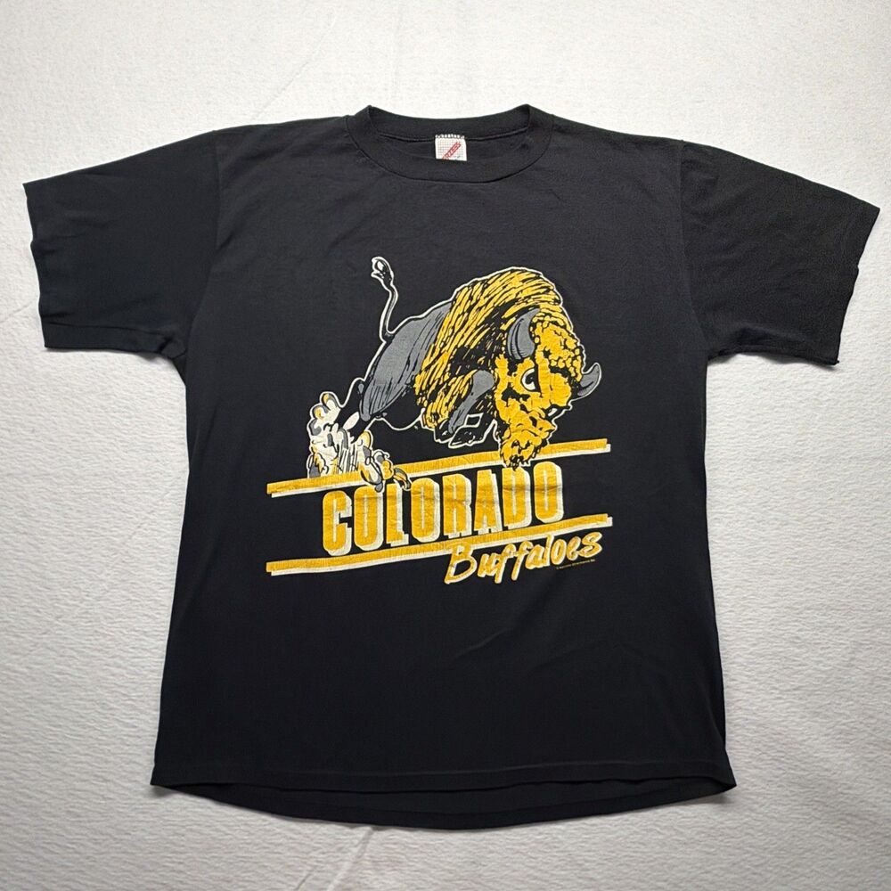 Vintage 90s Colorado Buffaloes Graphic T-Shirt 1990 Jerzees Black - Men’s Large